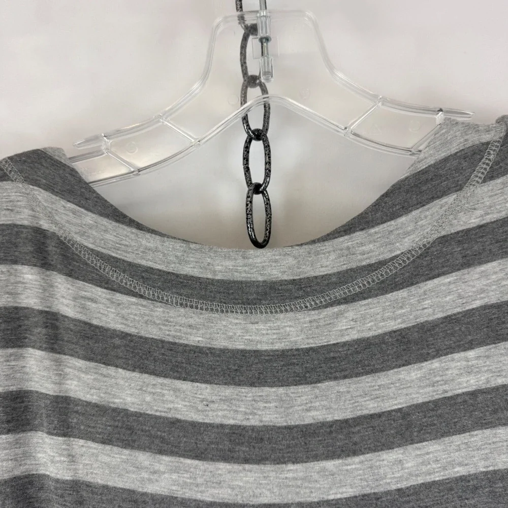Athleta Gray Stripe Long Sleeve‎ Dress Twist Front Midi Women's Large